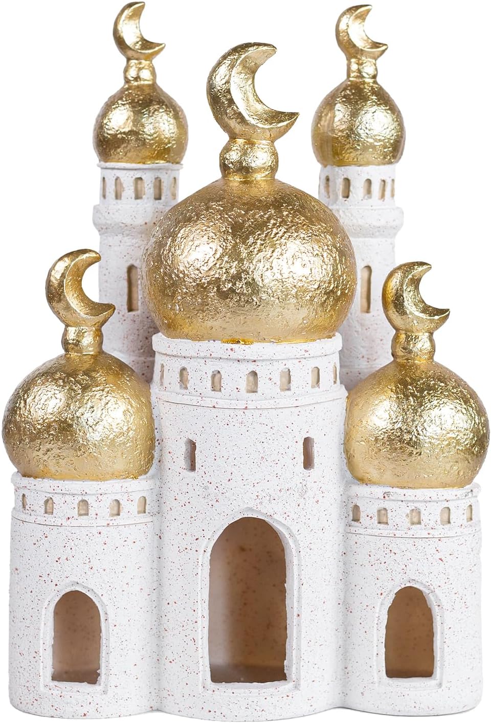 Hebdids，Mubarak Decorative ，White and Gold, 10.24 x 7.09 x 3.54 inches, Modern Style, Resin Material ， Mosque Castle Sculpture