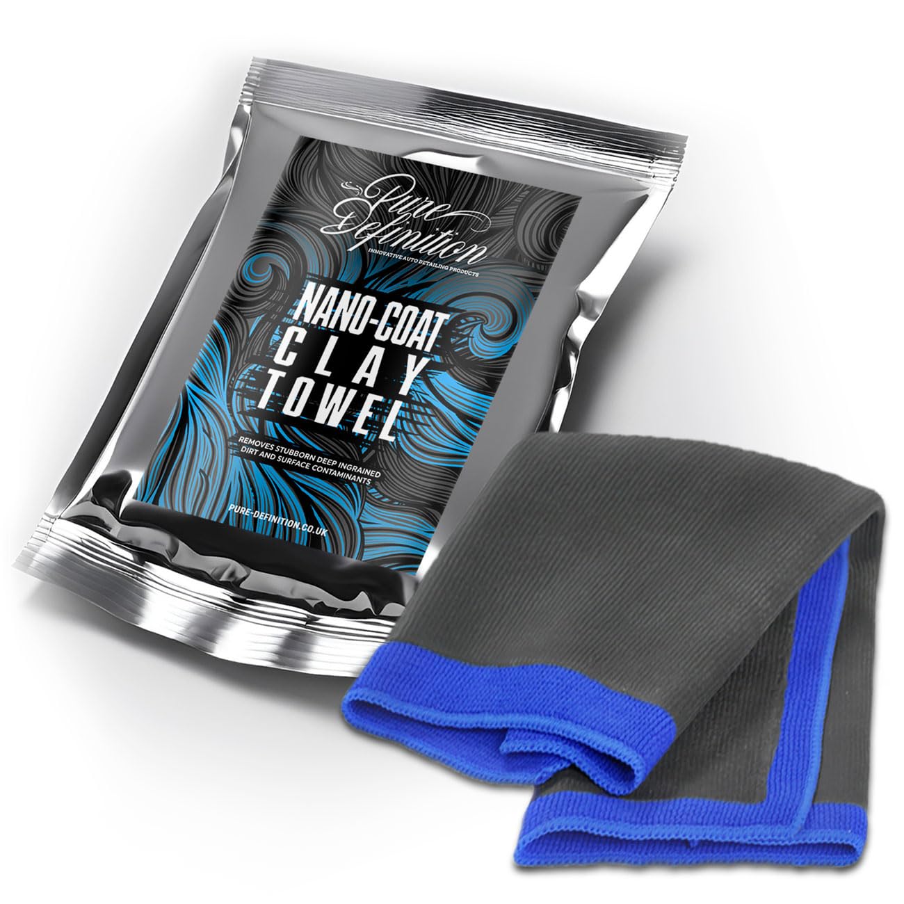 Pure Definition Blue Clay Cloth Kit, Car Cleaning & Detailing Nano-Coat Towel, Works Just Like A Clay Bar