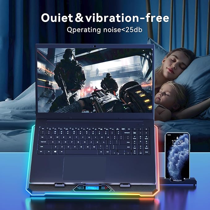 Enfriador para laptop gaming con 13 ventiladores y pantalla LCD miniatura 5