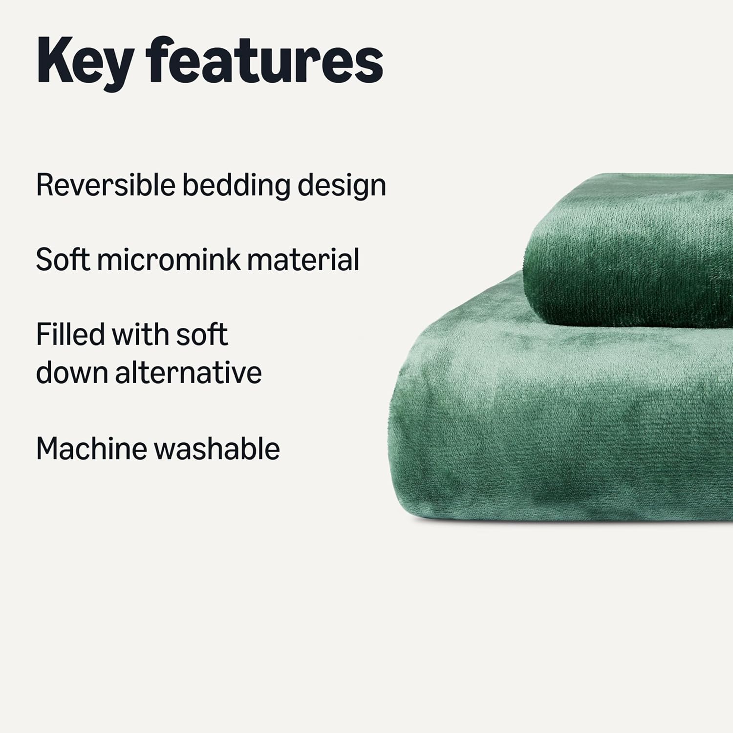 Amazon Basics Reversible Sherpa Comforter Set with Pillow Sham, Twin/Twin XL, Green