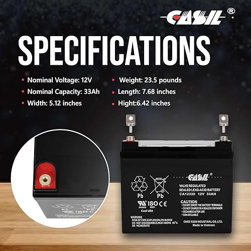 Miniatura 5 de Casil Batería de repuesto de 12 V 33 ah compatible con batería de tractor de césped Cub Cadet 320+ CCA, U1-35 para LT1040, LT1042, LT1045, LT1046,