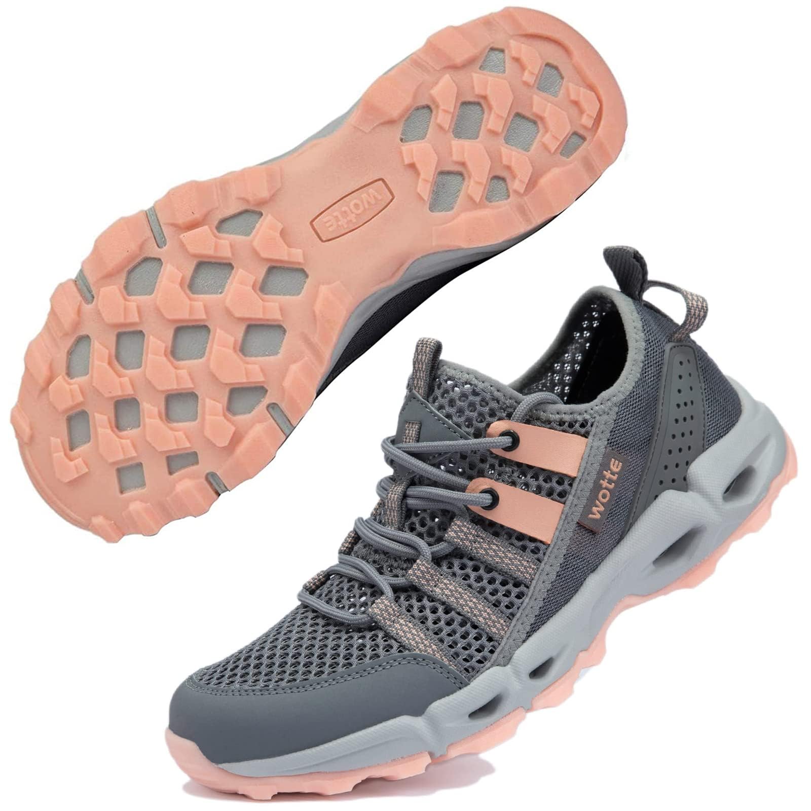 WOTTE Wanderschuhe Damen Trekkingschuhe Leicht rutschfeste Outdoor-Sportschuhe Atmungsaktive Mesh Sommer Fahrradschuhe Wasserschuhe Größe 36-44 EU