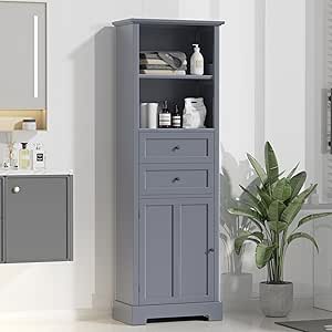 Amazon.com: DofFo Tall Modern Linen Bathroom Storage Cabinet, 66" H ...