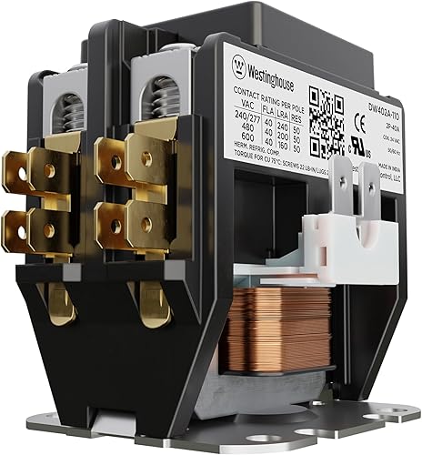 Westinghouse Contactor de CA, 2 polos, 40 amperios, bobina de 24 V, terminales de líneacarga, contactor HVAC de propósito definido, reconocido por