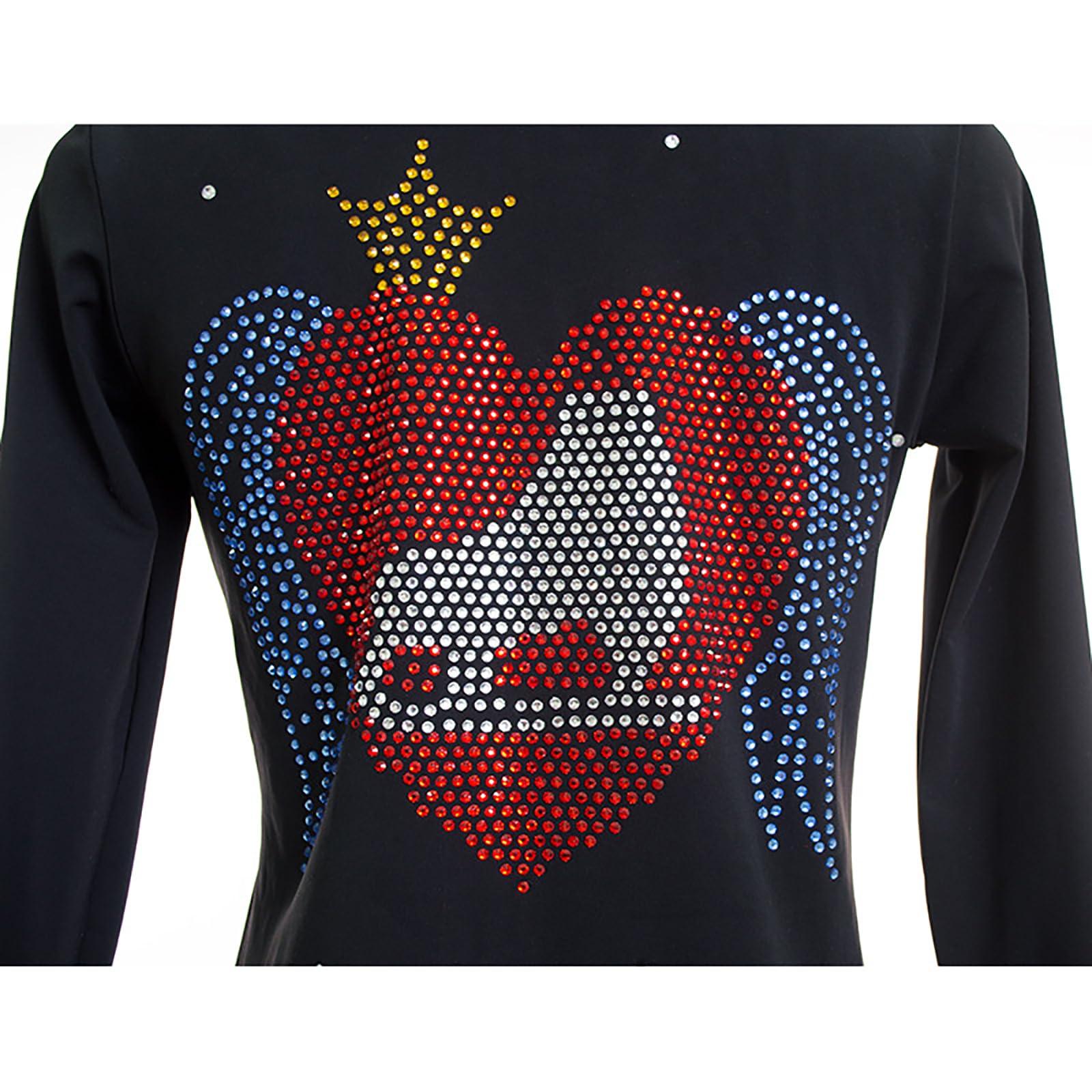 Chaqueta de Patinaje Artístico Niñas Mujeres Cristal Disfraces de Competición Entrenamiento Patinaje sobre Hielo con Pedrería(Size:XS,Color:Negro-Delgado)