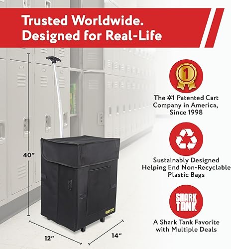 Vista 3 de dbest products Bigger Smart Cart, Black Collapsible Rolling Utility Cart Basket Grocery Shopping Teacher Hobby Craft Art