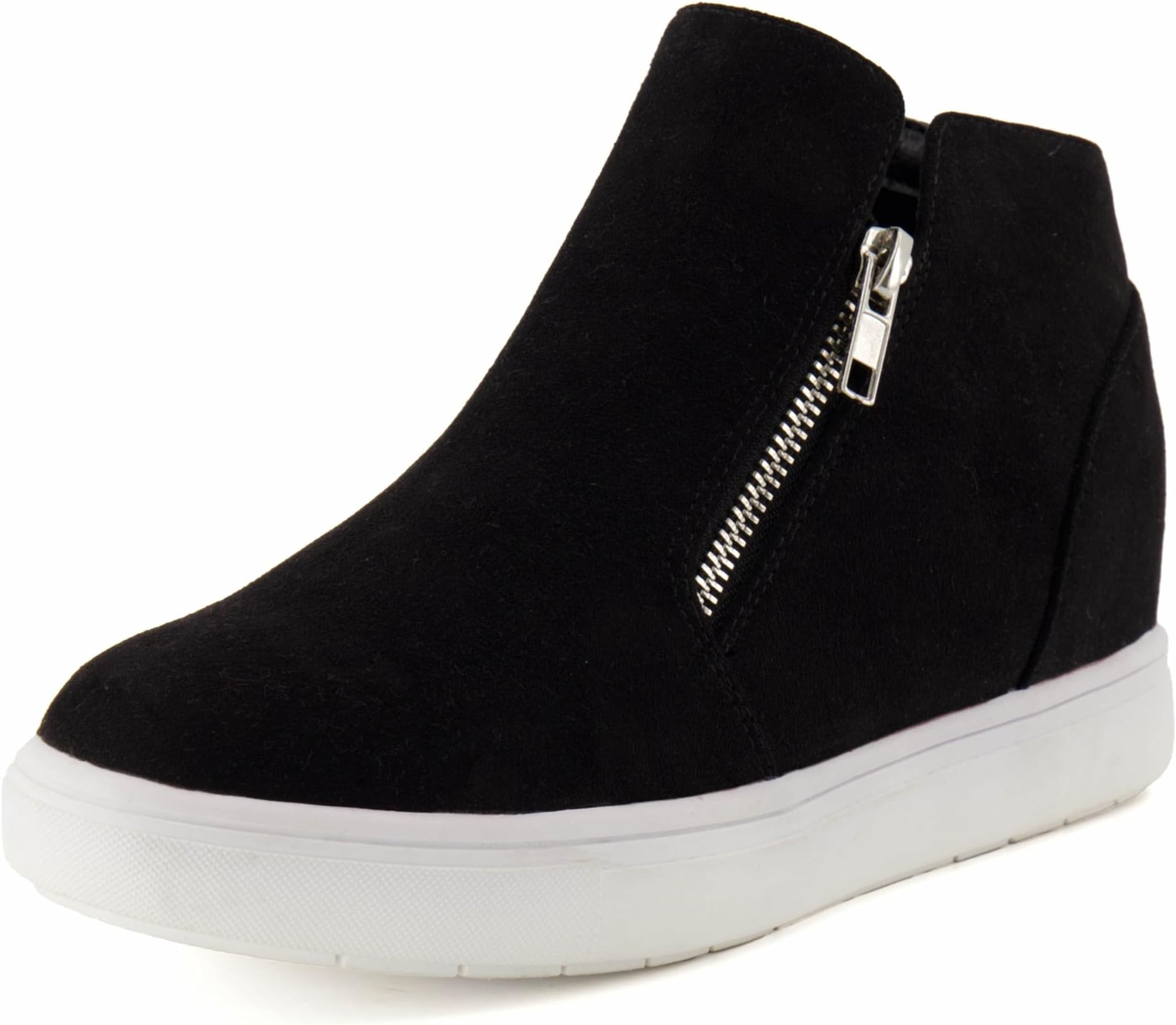 CUSHIONAIRE Hart Womens Casual Shoes with Dual Zippers- Lightweight Hidden Wedge Fashion Sneakers for Women