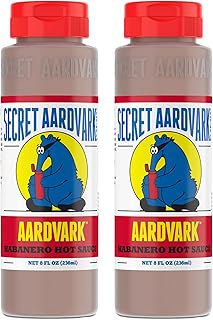 Secret Aardvark Habanero Hot Sauce - Habanero Peppers & Roasted Tomatoes, Medium Spiced Hot Sauce, BBQ Sauce, Non-GMO, Low Sugar, Low Carb, Hot Sauce & Marinade - 8 fl oz 2 Pack