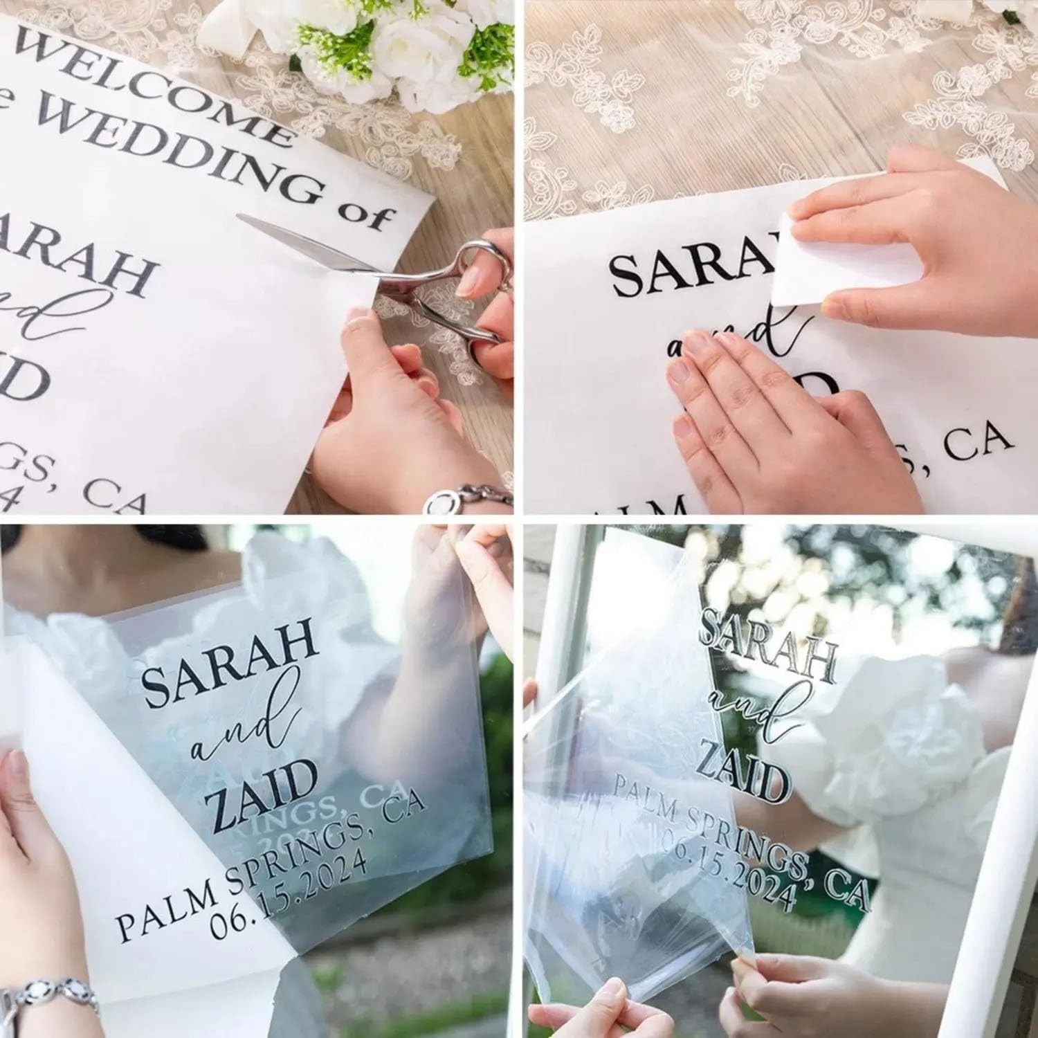 Adesivi Personalizzati Per Specchi Da Matrimonio - Scritte In Vinile Personalizzate Per Specchi Grandi E Piccoli, Adesivo Fai Da Te Con Scritta Di Benvenuto Per Il Ricevimento Di Nozze(57x94cm)