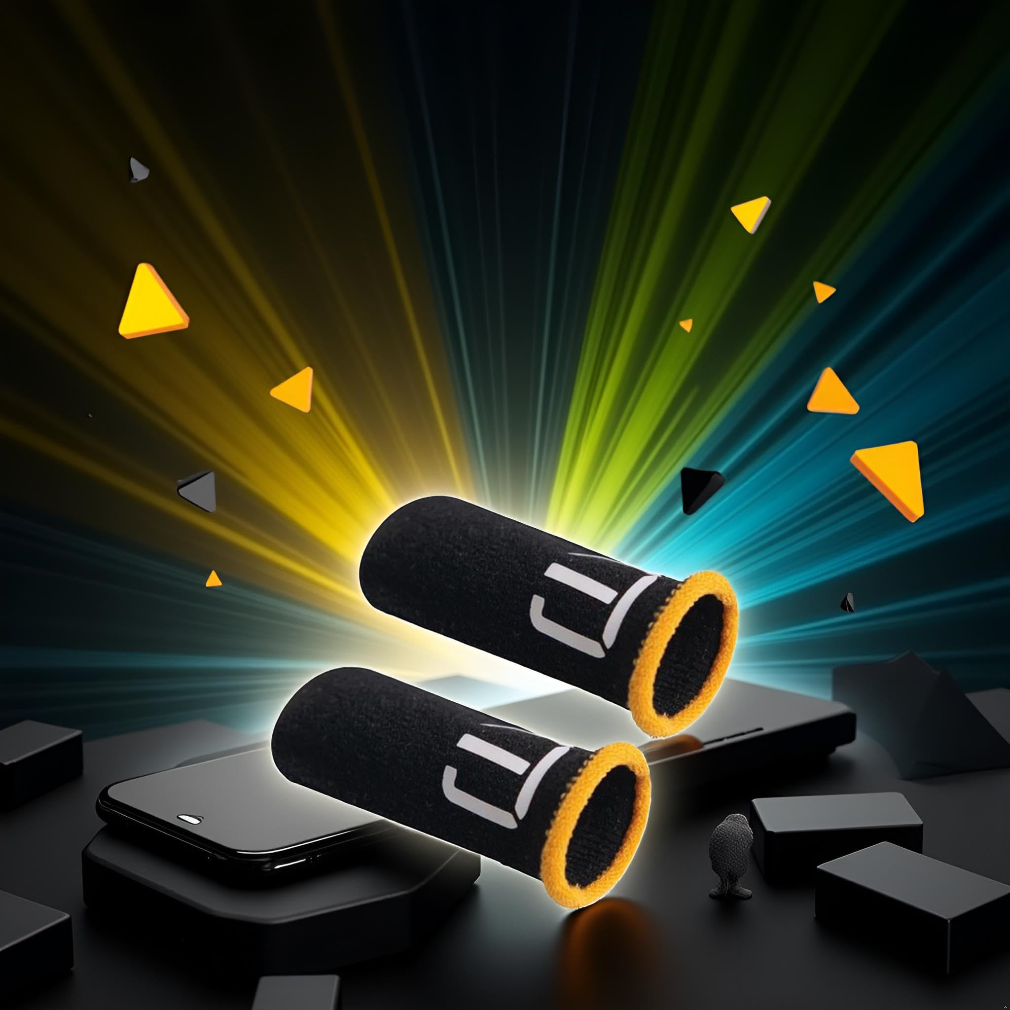 3 Paar schwarze Muster, Gaming-Fingerhülsen, atmungsaktive Fingerspitzen, Gameler, schweißfest, rutschfest, Daumen, GR9l5, Handschuhe für Handy, Gaming, Fingerhüllen