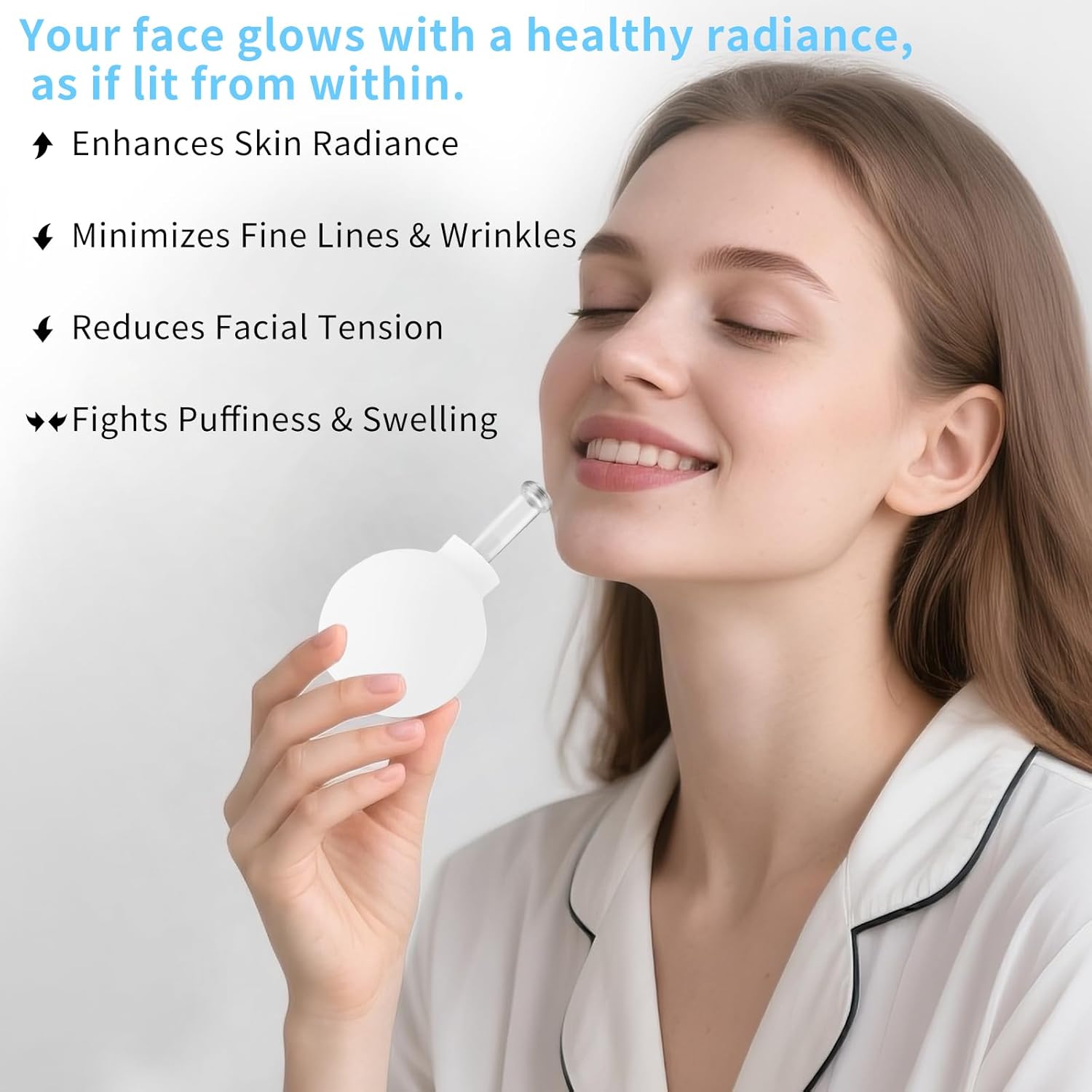 Meifuly Facial Cupping Set, 4 PCS Silicone Vacuum Suction Face Massage Cups, Skin Tightening Kit for Eyes, Face and Body (White) - Image 8