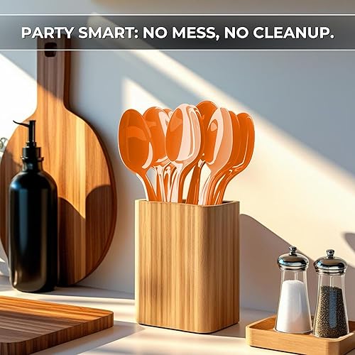 Vista 103 de Cucharas de plástico azul claro (paquete de 24) – Cucharas de color azul claro para fiestas, artículos de plástico duraderos, cucharas de plástico