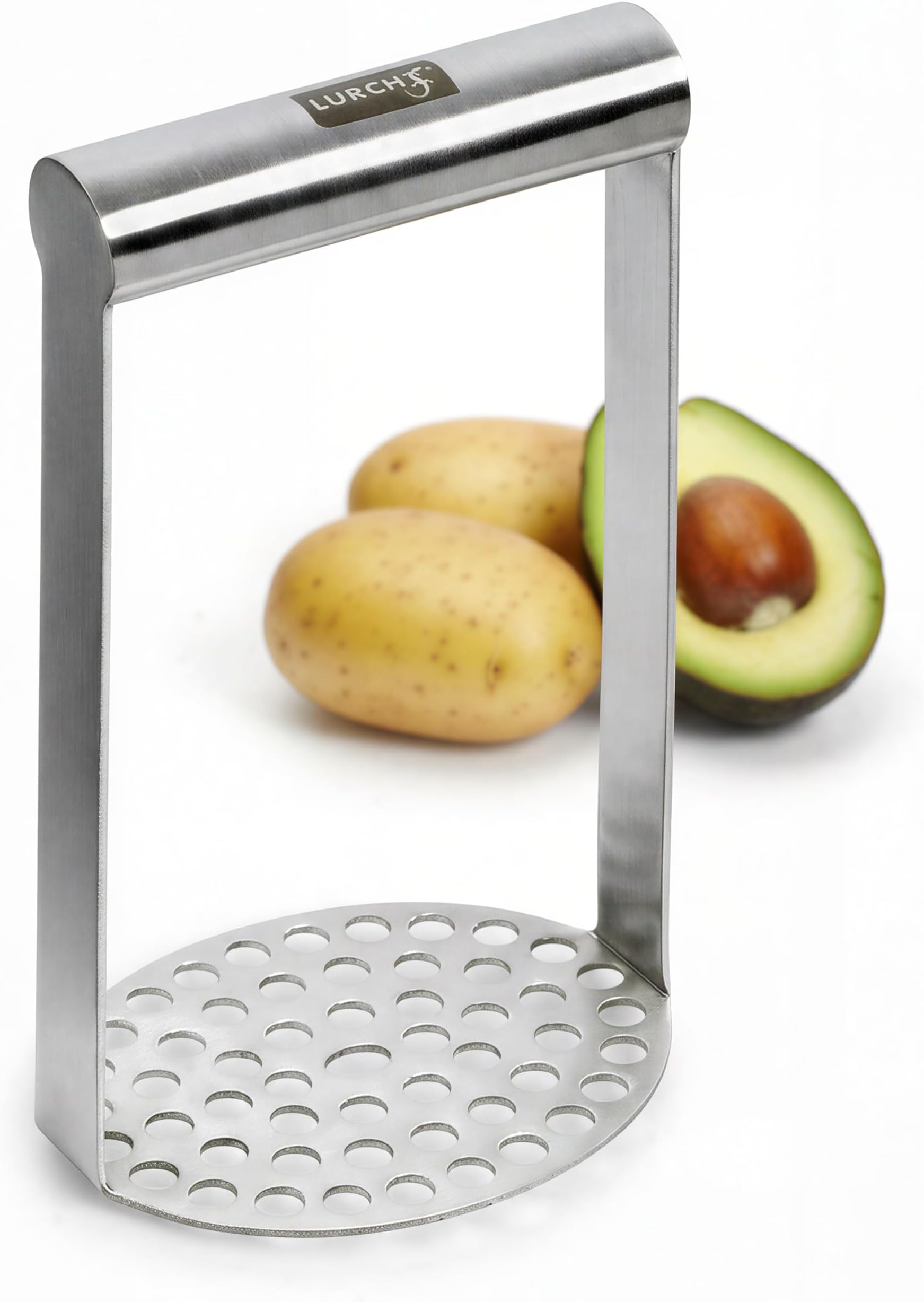 Germany Heavy Duty Potato Masher With Horizontal Handle | Avocado Masher | Versatile Food Masher For Vegetable | Made of Durable Stainless Steel | 7.5 Inches - Silver