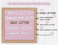 Vista 3 de Tablero de letras de fieltro rosa de 10 x 10 pulgadas, 725 letras precortadas y clasificadas, tablero de primer día de escuela, tablero de mensajes