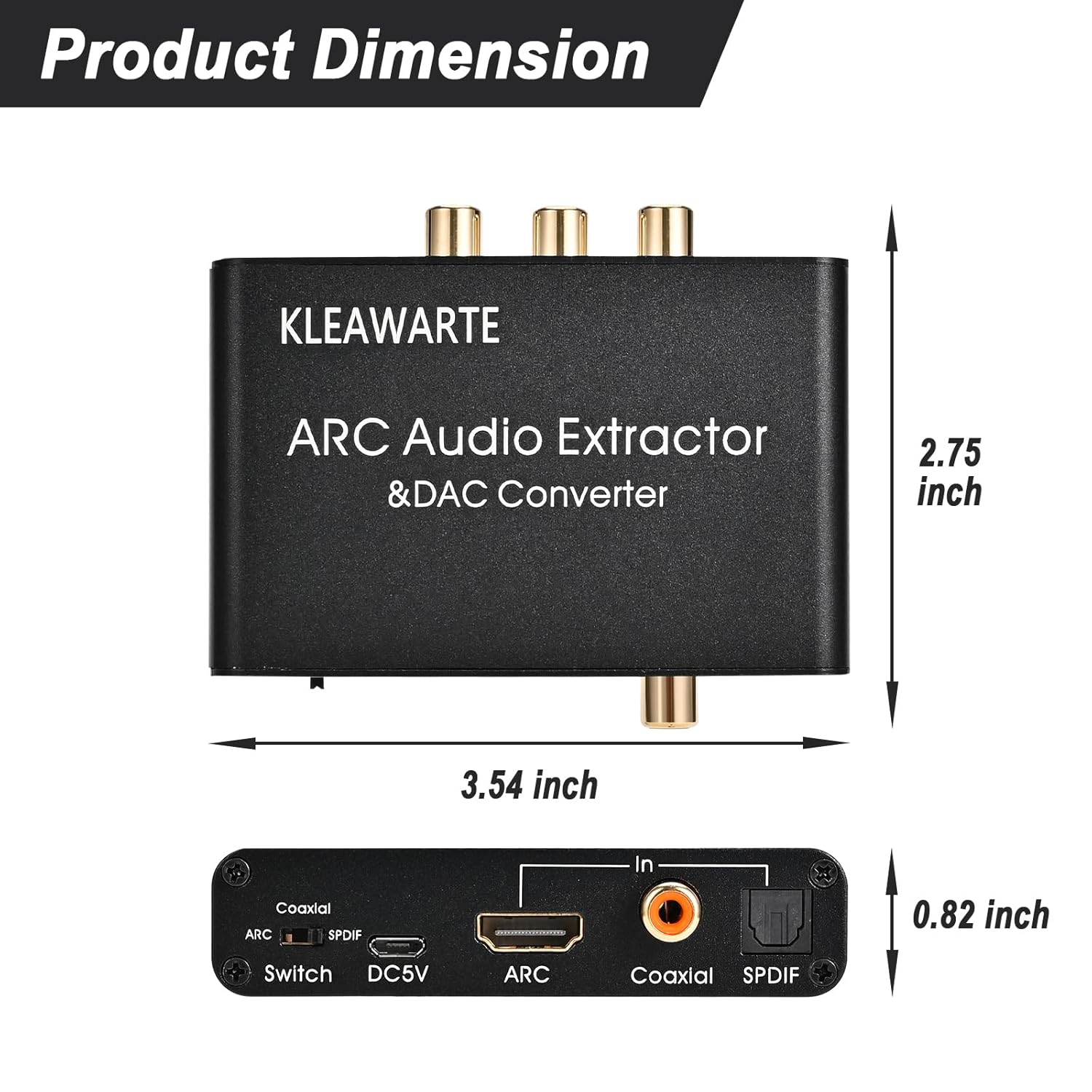 HDMI ARC Adapter ARC Audio Extractor ARC HDMI SPDIF/Optical Coaxial to Stereo Audio SPDIF Coaxial L/R 3.5mm Jack for TV 192KHz Digital to Analog Converter DAC Converter