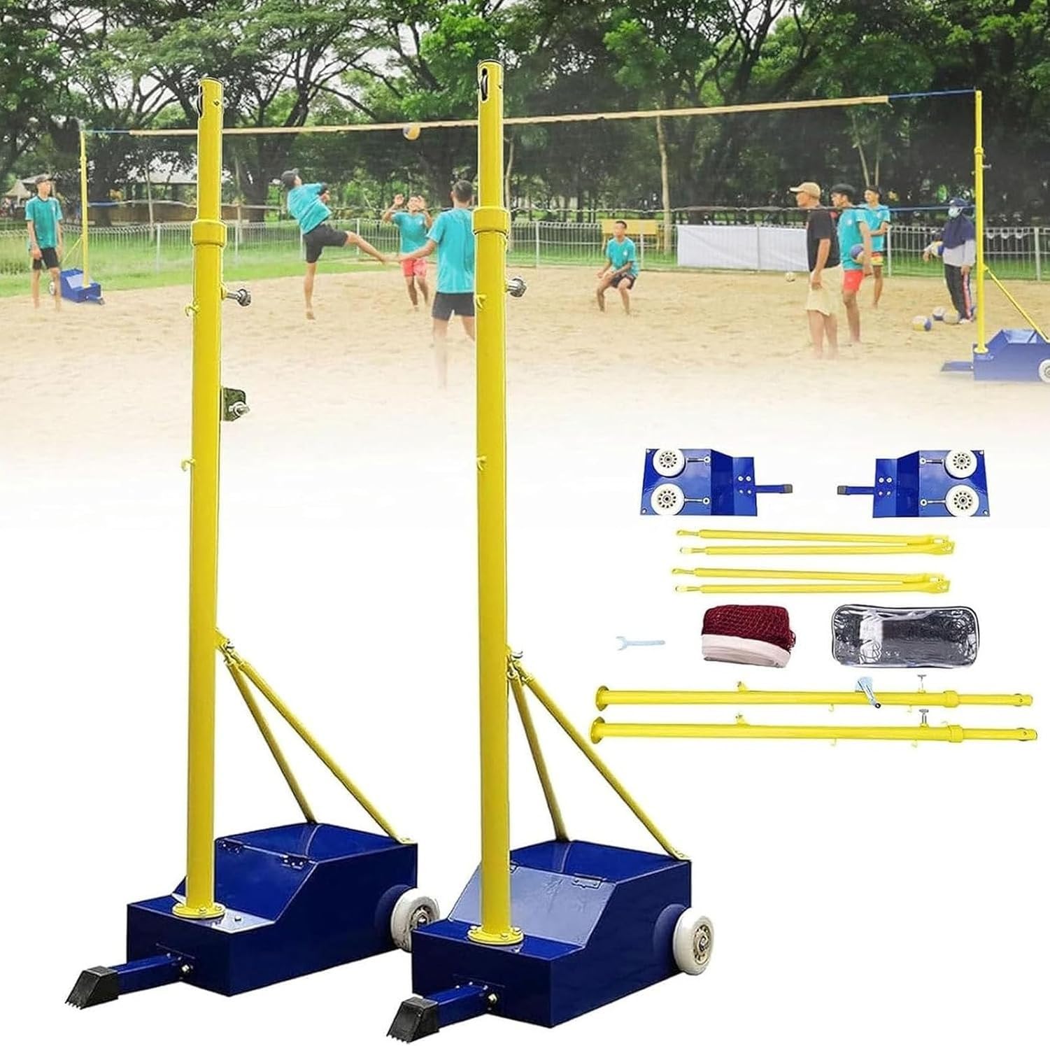 Red de Voleibol portátil con Postes y Dos Redes Ajustables