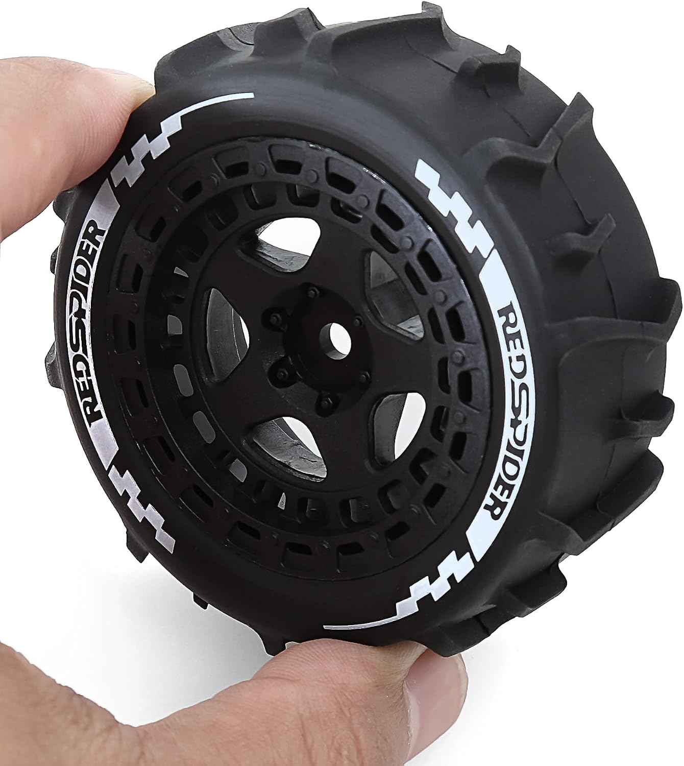 REDSPIDER 1/18 1/16 1/24 RC Sand and Snow Tires，Suitable for Traxxas, ARRMA Mojave GROM,MJX Hyper Go Tamiya Kyosho HPI (Black) image 4