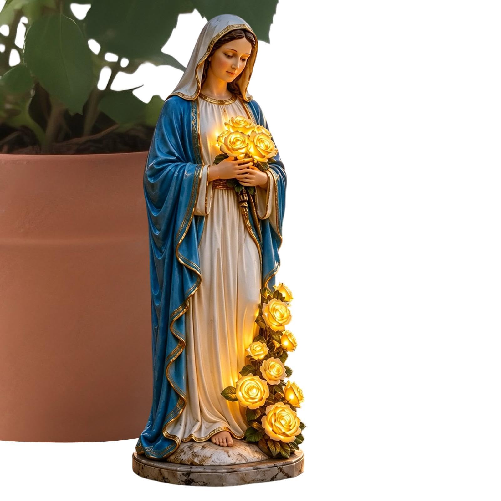 Estatuas decorativas de jardín impermeables con luz LED integrada 8