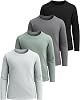 4 Pack: Girls Cotton Long Sleeve T Shirts Teens Tops Athletic Tee Plain Basic Multipack Youth Kids