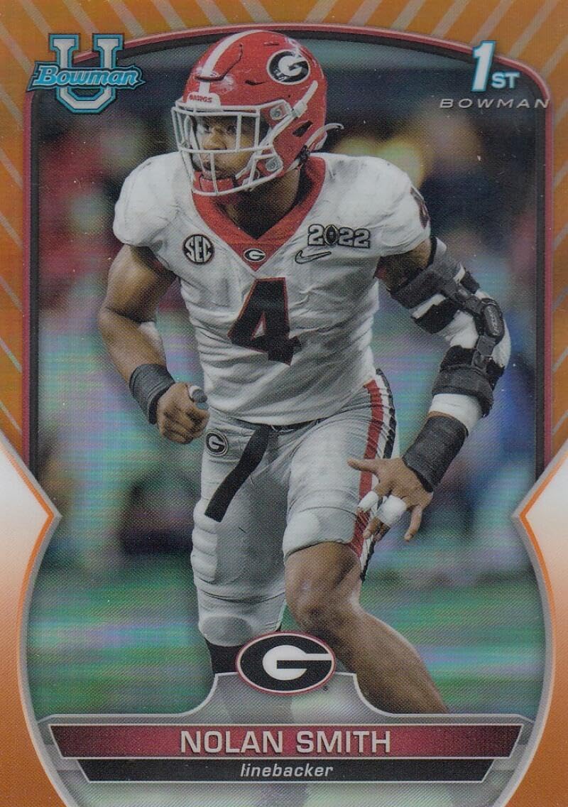 Football Trading Card 2022 Bowman Chrome University Refractor Orange #33 Nolan Smith NM Near Mint 13/25