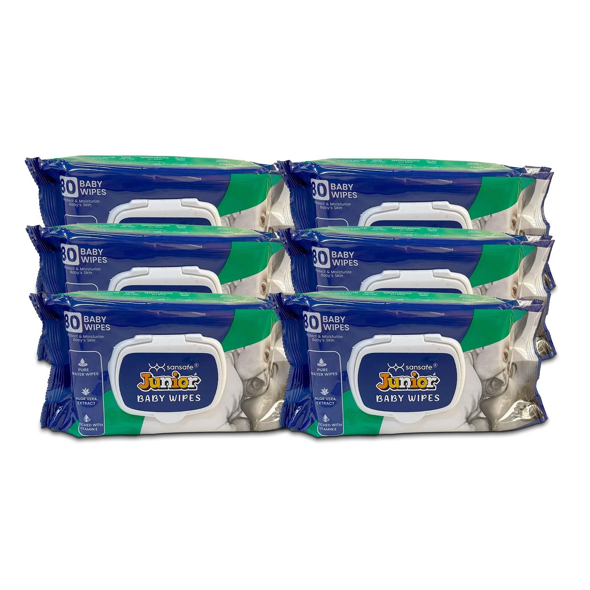 Junior Baby Wipes – 99% Pure Water | Pack of 6 (480 Wipes) | Enriched with Aloe Vera & Vitamin E | Gentle & Soft for Baby’s Skin | Suitable for Hands, Face & Body-image-8