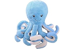 Encantador Pulpo de Peluche Reversible, Juguete de Peluche Gigante con Doble Cara Alegre y Triste