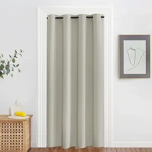 NICETOWN Room Darkening Bedroom Curtain 78 inches Long - Grommet Sound Reducing Window Treatment Privacy Thermal Curtain & Drape Light Blocking for Living Room (Natural, 1 Panel, W52 x L78)