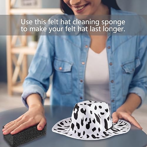 Miniatura 6 de Sombrero de fieltro de 5 piezas Esponja de limpieza Gorro de fieltro Cepillo limpiador de pelo de caballo Kit de limpieza de madera Sombrero de