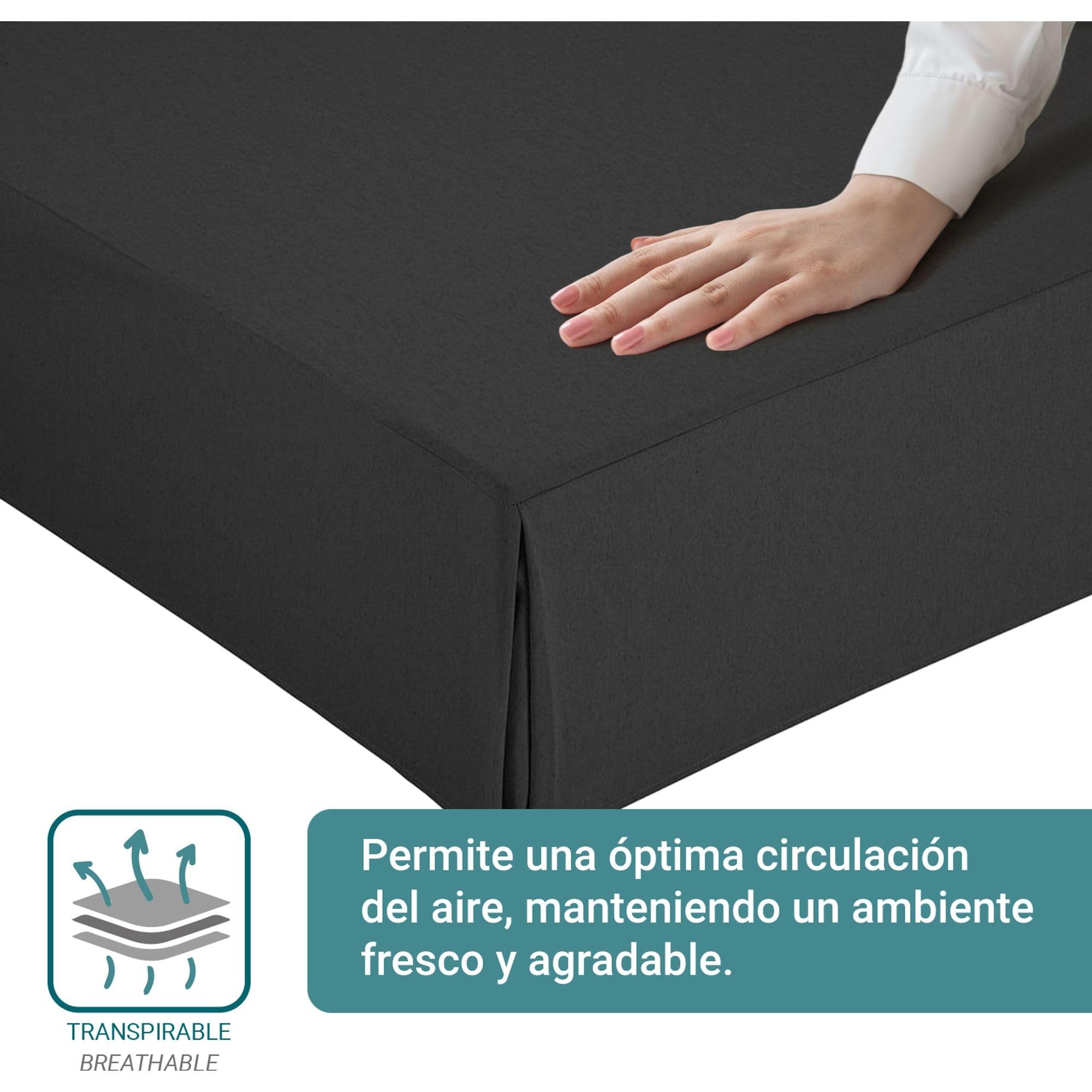 Copriletto Antiscivolo 180x190/200 Cm – 70% Cotone 30% Poliestere, Beige, Volant 30 Cm, Lavabile In Lavatrice, 100% Made In Spain