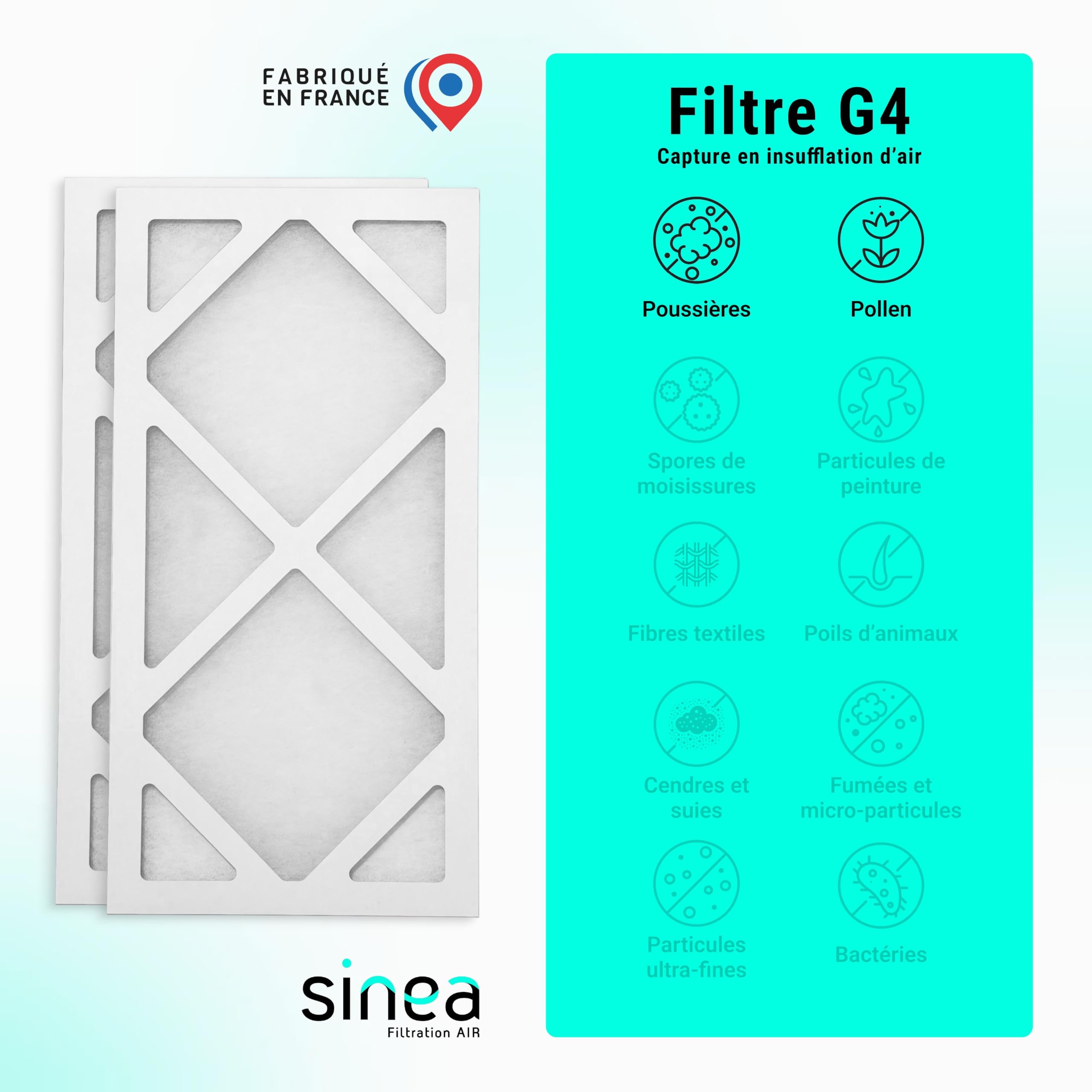 TOP FILTRE - Lot de 3 Filtres VMC Double Flux Compatibles UNELVENT IDEO 325 ECOWATT/INITIA 225 – 2 G4 & 1 Filtre F7 – Purification de l’Air
