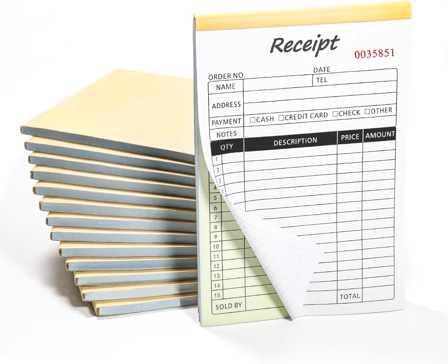 Amazon.com : 10 Pack Receipt Book, 2-Part Carbonless Sales Invoice Book ...