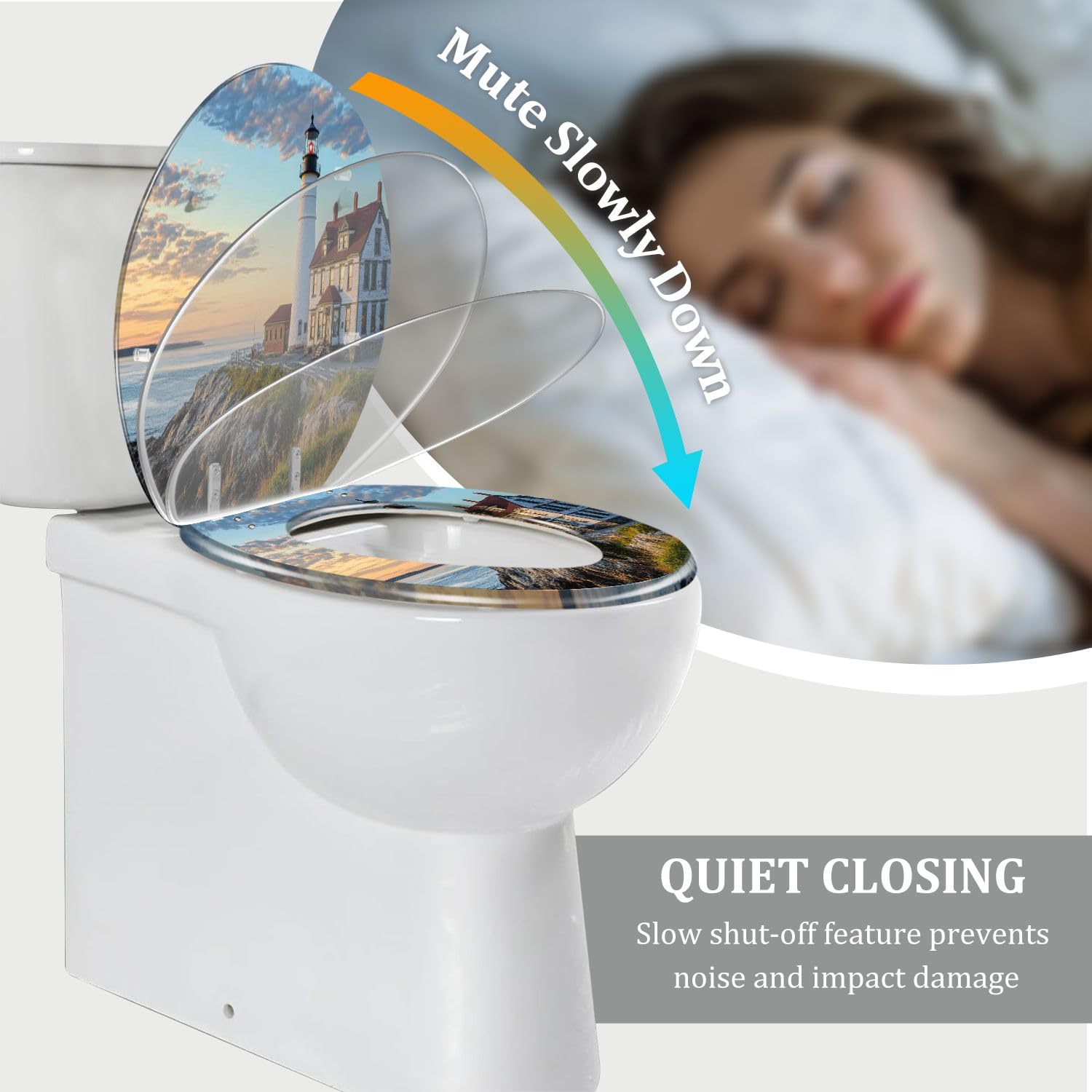 Asiento de inodoro alargado de resina Sunrise para baño