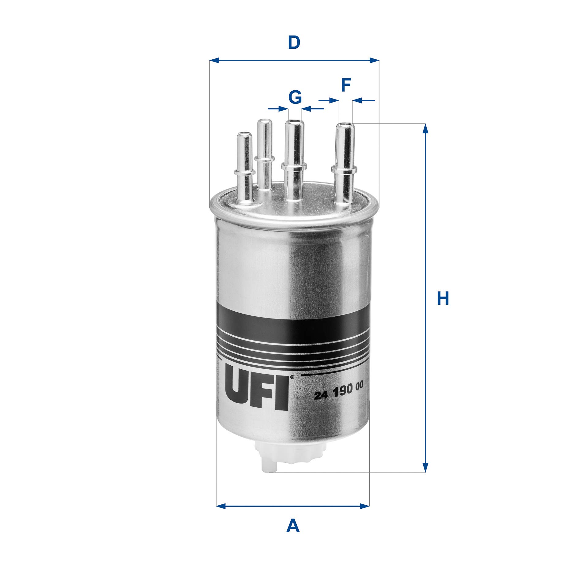 UFI Filters, Filtro Gasoil 24.190.00, Filtro de Combustible Diésel de Recambio, Apto para Coches, Apto para Modelos de Land Rover