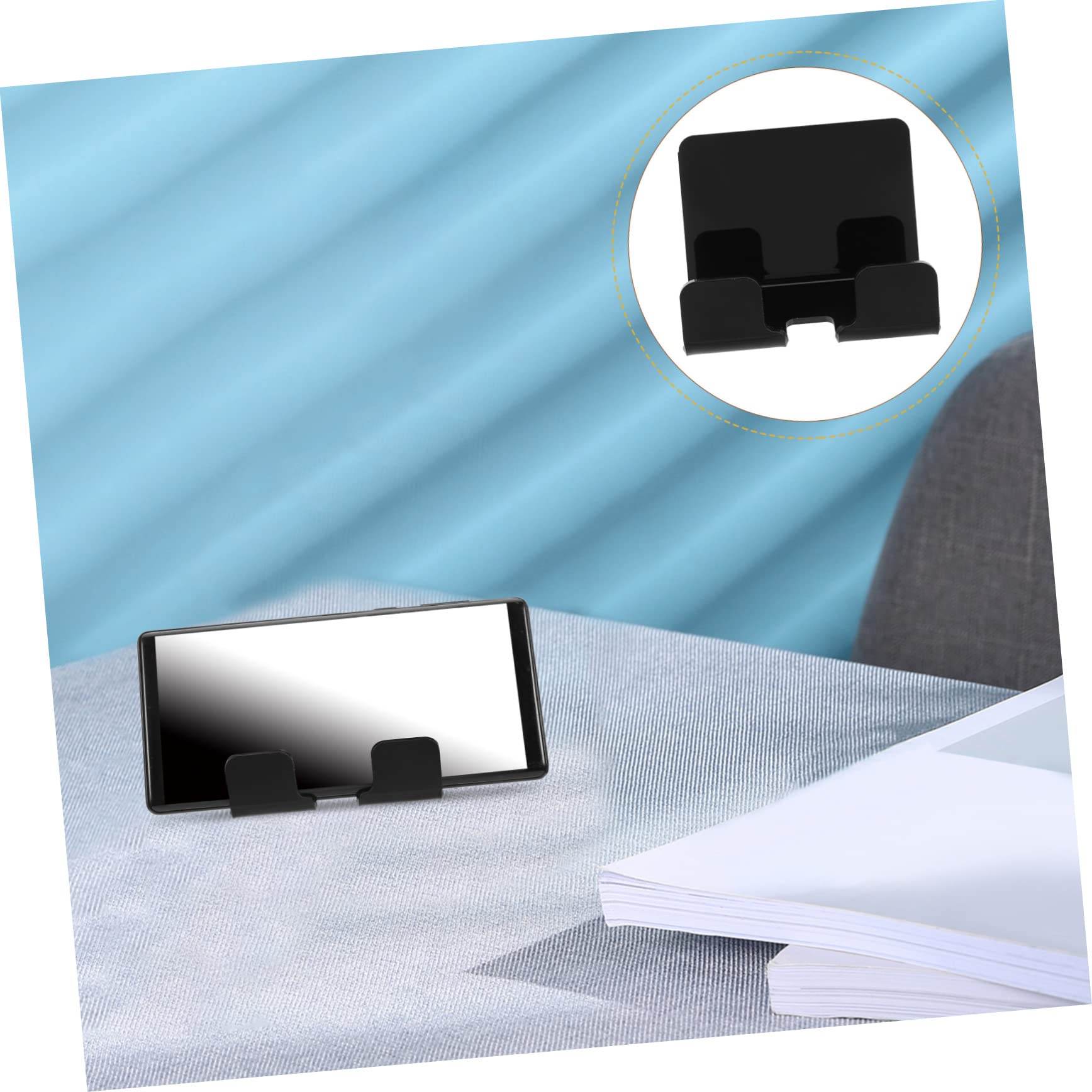 Mikinona 5 Piezas Soporte De Pared para Teléfono Móvil Estante para Tabletas De Montaje En Pared Soporte para Teléfono Autoadhesivo Soporte para Teléfono Inteligente Muro Acrílico Black
