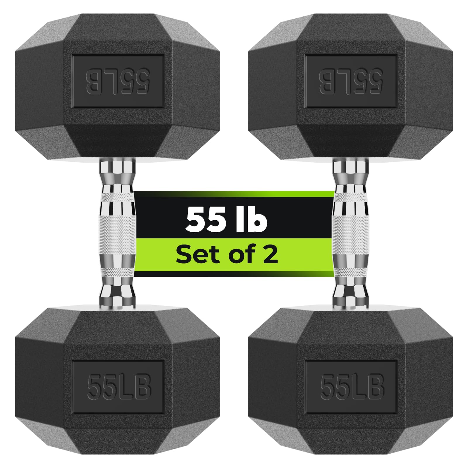 HANDBODE Hex Dumbbell Set, 2.5-65 lb Rubber Encased Exercise & Fitness Dumbbells, Weights Dumbbells Set of 2, Hand Weight for Strength Training