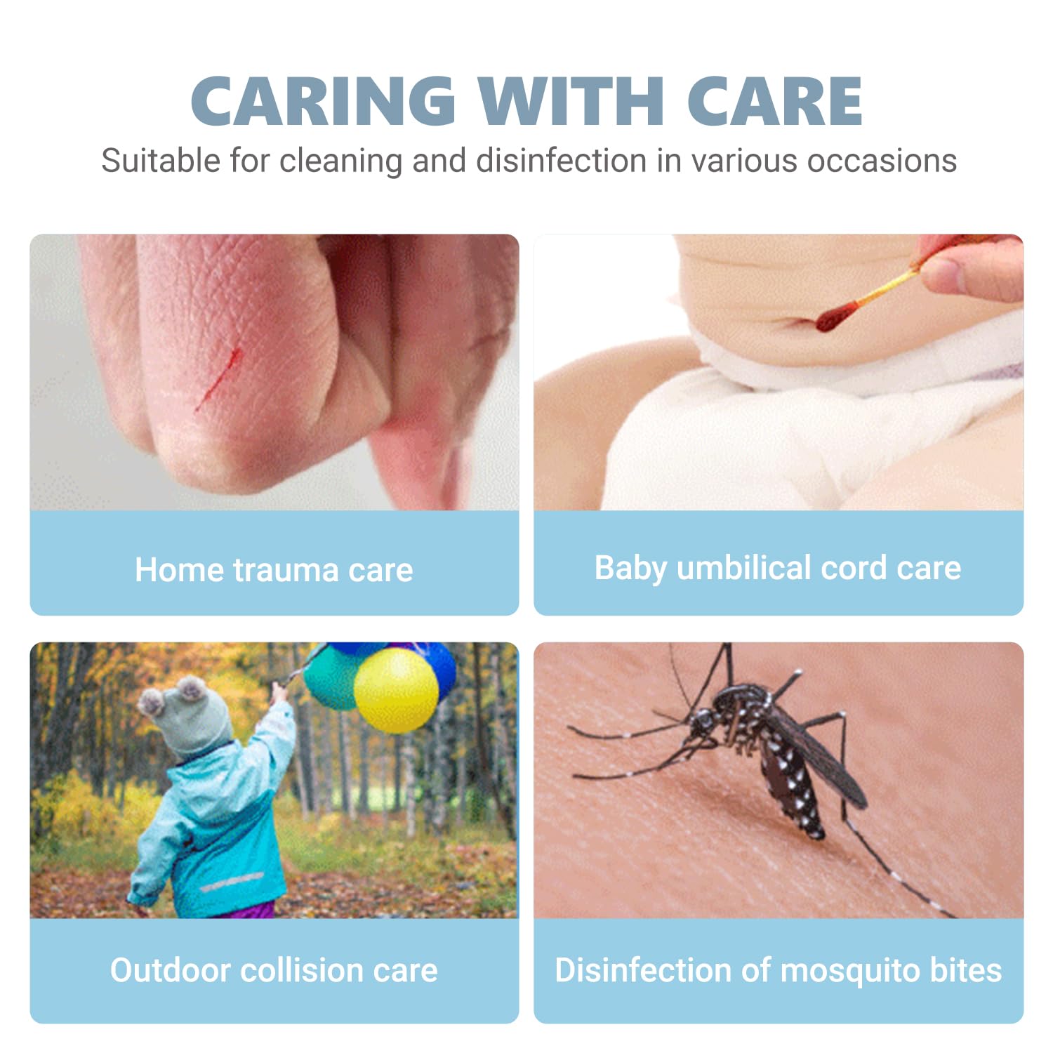 100 Pcs Monouso Cotone Tampone Iodoforo, Cotone Stick Iodio, Tampone di Disinfezione Della Pelle con Iodoforo per la Casa Ospedaliera