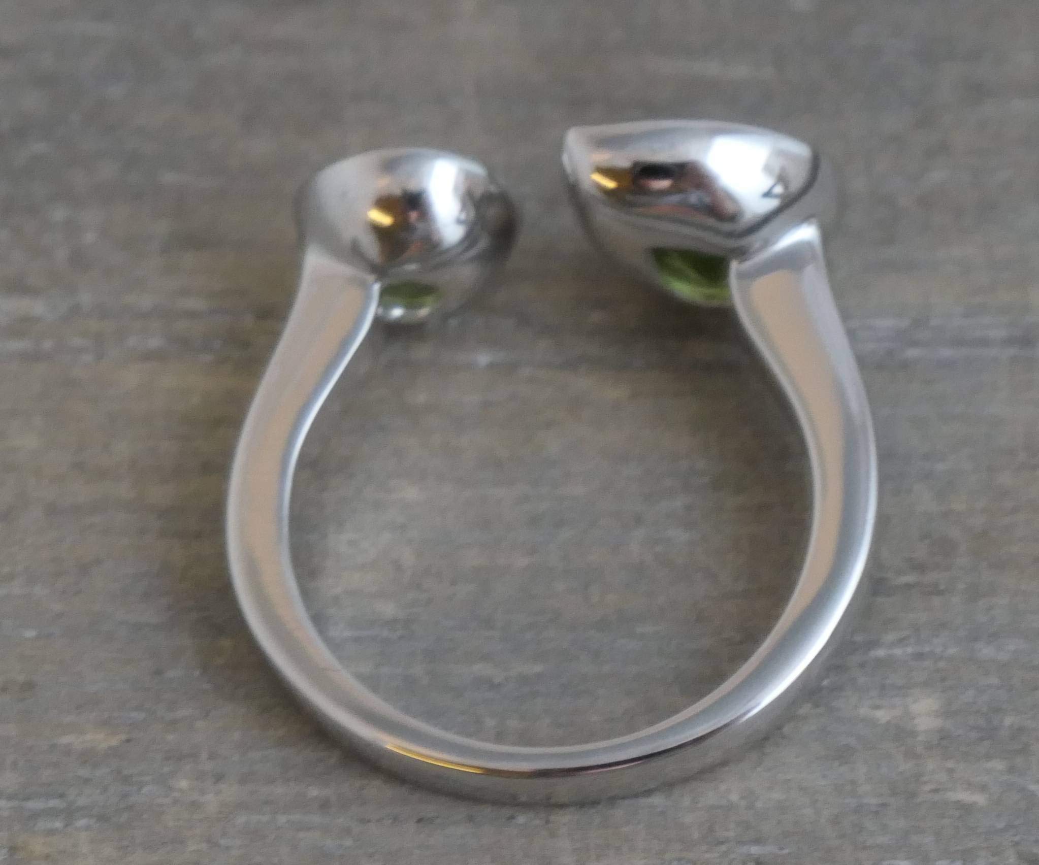 Anillo de plata de ley con peridoto, tamaño 12