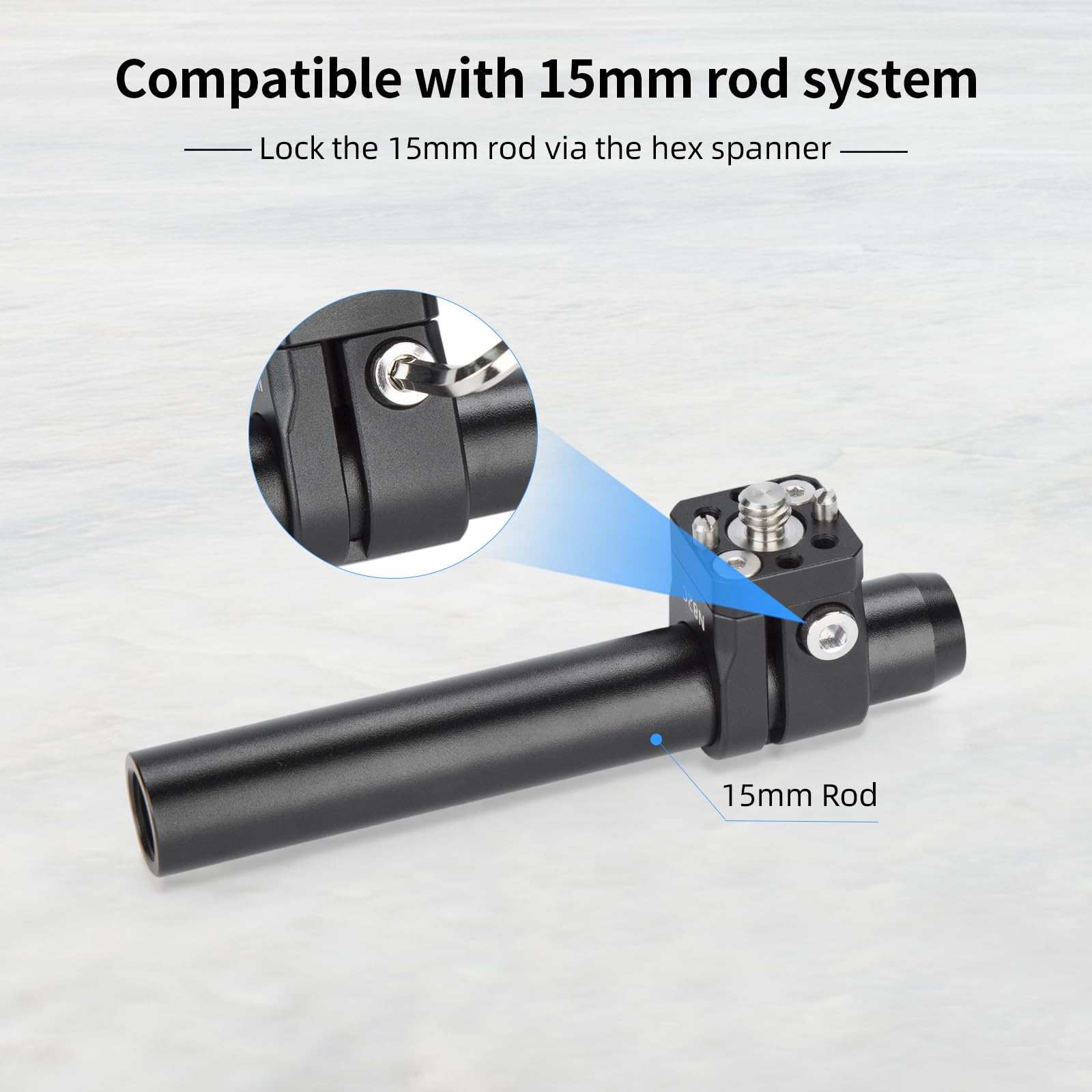 Nitze 15mm Rod Clamp Adapter Aleación de Aluminio con Tornillo de 1/4" y Tornillo de 3/8", Intercambiable para Aparejos de Cámara, Jaula de Cámara – N82C