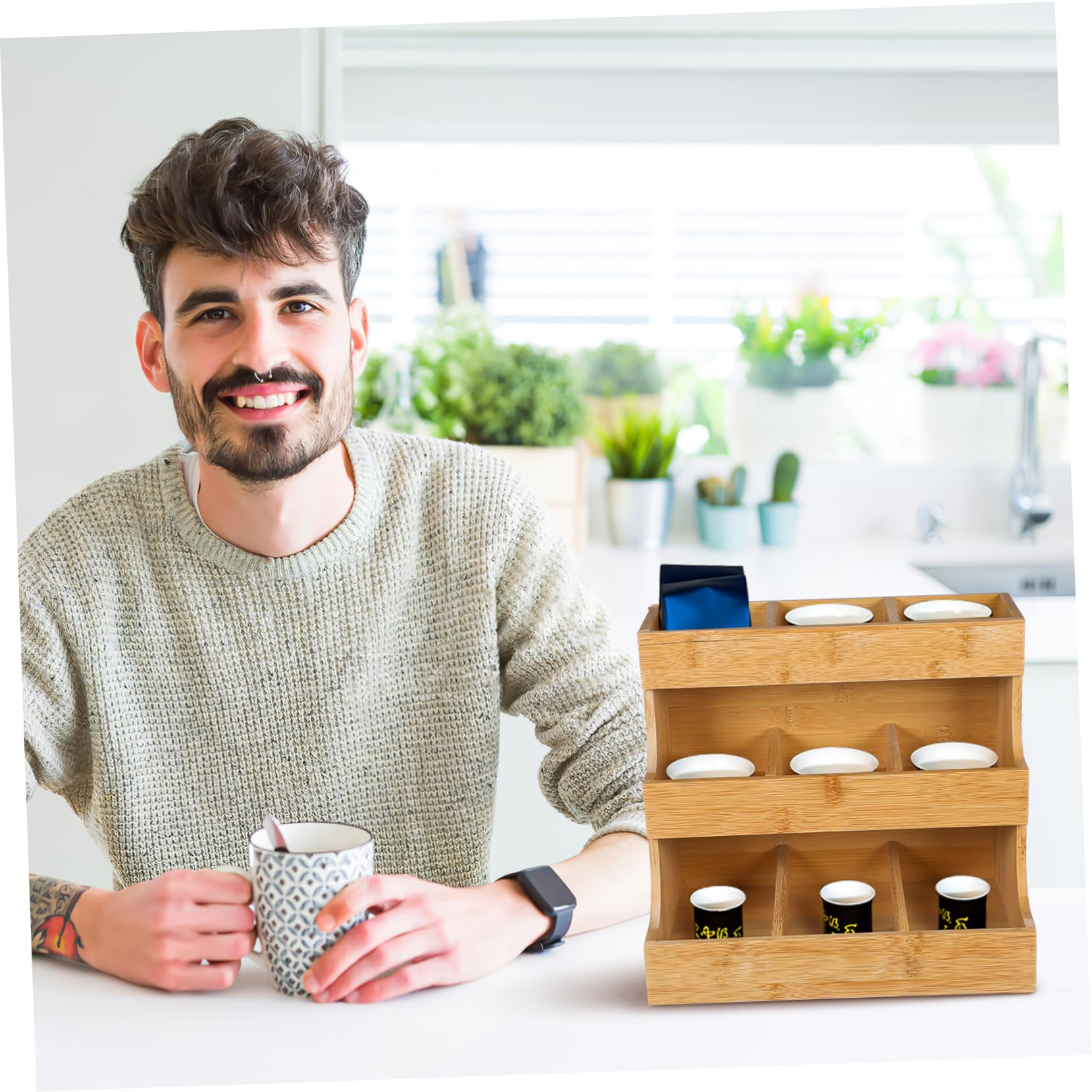 DECHOUS Kaffeetütenhalter in Khaki für Snacks und Süßwaren | Stabile Ausführung, Trägt Hohe Lasten, Schöne Optik, Passend zum Ordnen von Kleinteilen