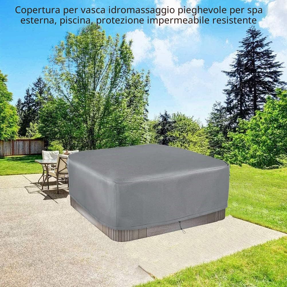 Schleuder Impermeabile Piazza Vasca Idromassaggio Copertura Esterna Spa Covers,Vasca idromassaggio per Interni ed Esterni Whirlpool Spa Hot Tub, Copertura per Piscina, Grigio (200 * 200 * 85 cm)