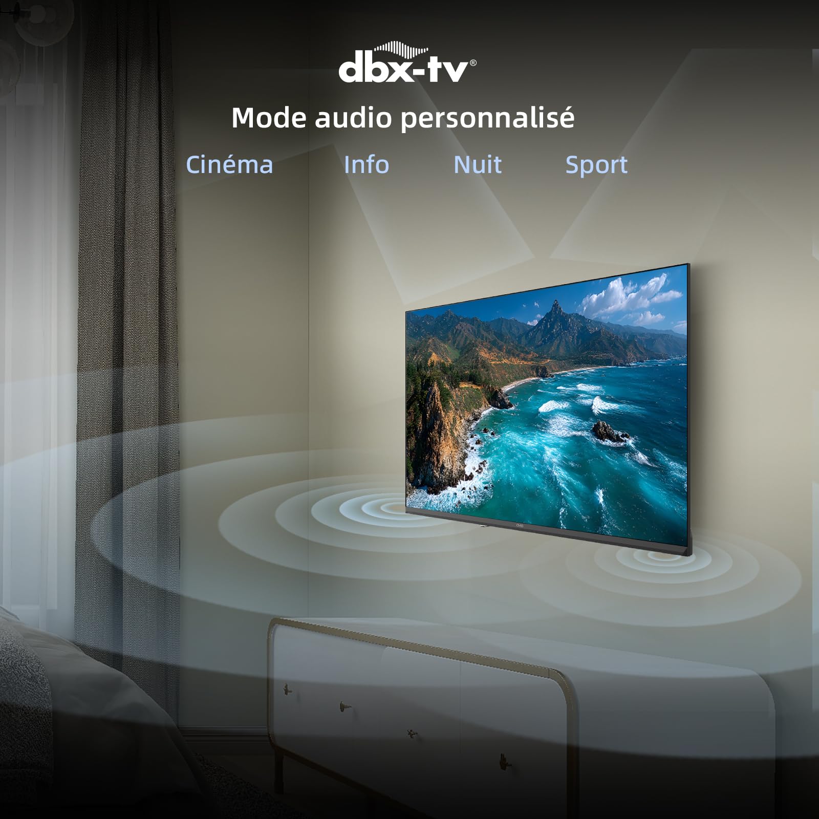 CHIQ L40FT Smart TV 40" (100 cm), Full HD, HDR10, Google TV OS, Audio Dolby & DBX-TV, Tuner Triple DVB-C/T/T2/S/S2, Chromecast Intégré, Design Métal sans Cadre