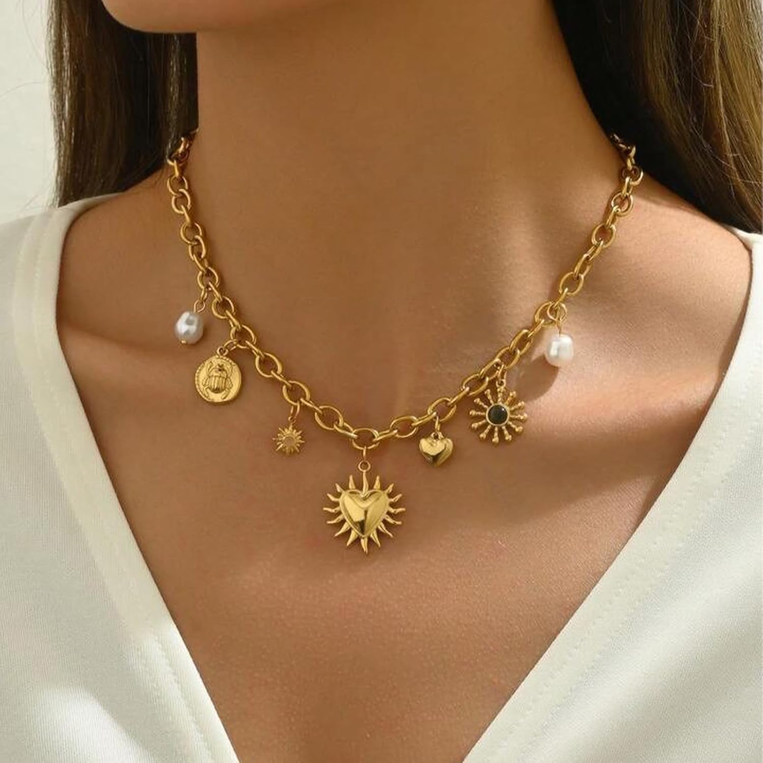 Dcfywl731 Bohemia Colorful Beaded Necklace Puka Layered Shell Necklace Hawaiian Crystal Necklace for Women - Image 3