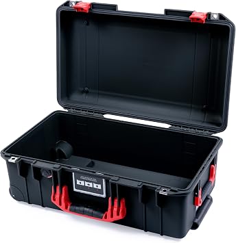 Pelican Air 1535 Carry-on Case by ColorCase - Black - Medium Size Waterproof Case (Case Only) - Red Handles & Latches