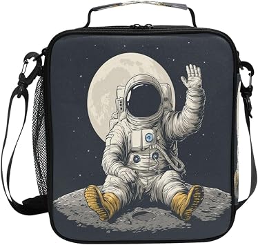 Astronaut Moon Dark Lunch Box Bag Large for Boys Girls Kid Insulated Lunch Bags Food Container Reusable Lunchbox Leakproof Bento Bag Lunch Tote Bag for Adults Women Work School Picnic