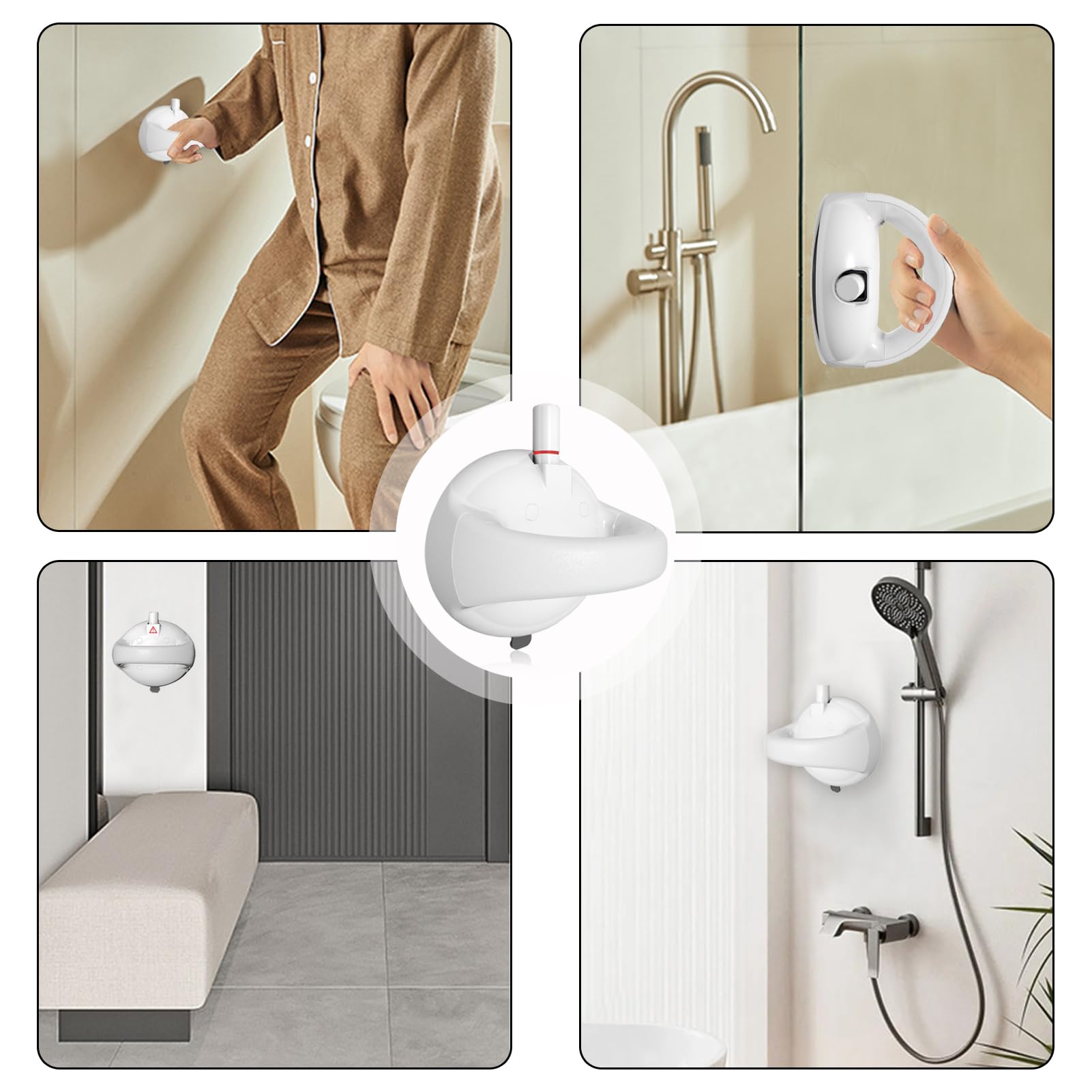 Maniglione Bagno con Segno Rosso, Maniglia Ventosa, Senza Foratura, Sicurezza Maniglia Doccia Pressurizzare Portatile Maniglioni Bagno per Anziani, Bambini, Disabili (1)