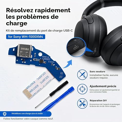 USB C Charging Port Replacement for Sony WH1000XM4 - USB Type C Port, FPC Included - 2