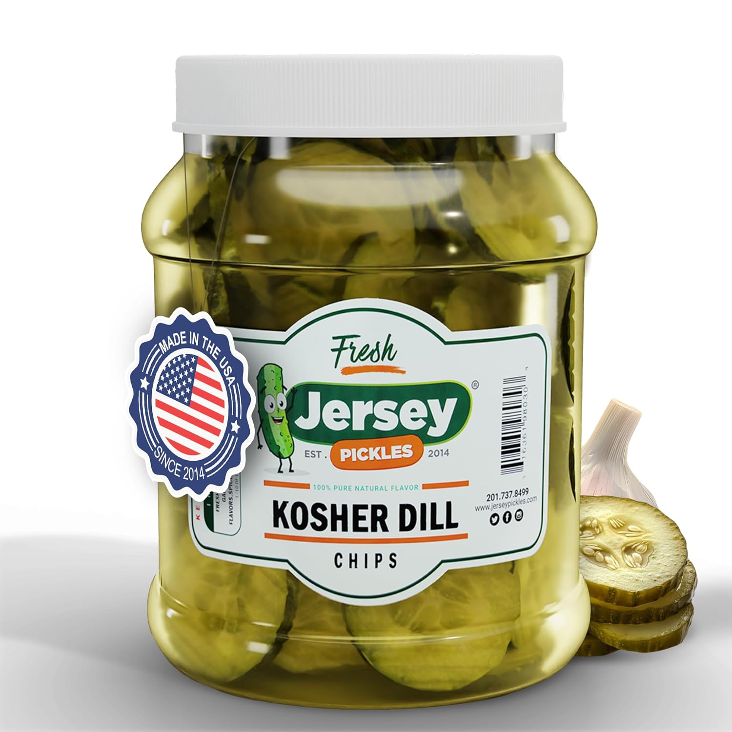 Jersey Pickles - Kosher Dill Chips (Gallon) - Fresh, Keto-Friendly, and Perfect for Snacks, Sandwiches, or Salads – The perfect Pickle Jars Cornichon for Families or Gatherings