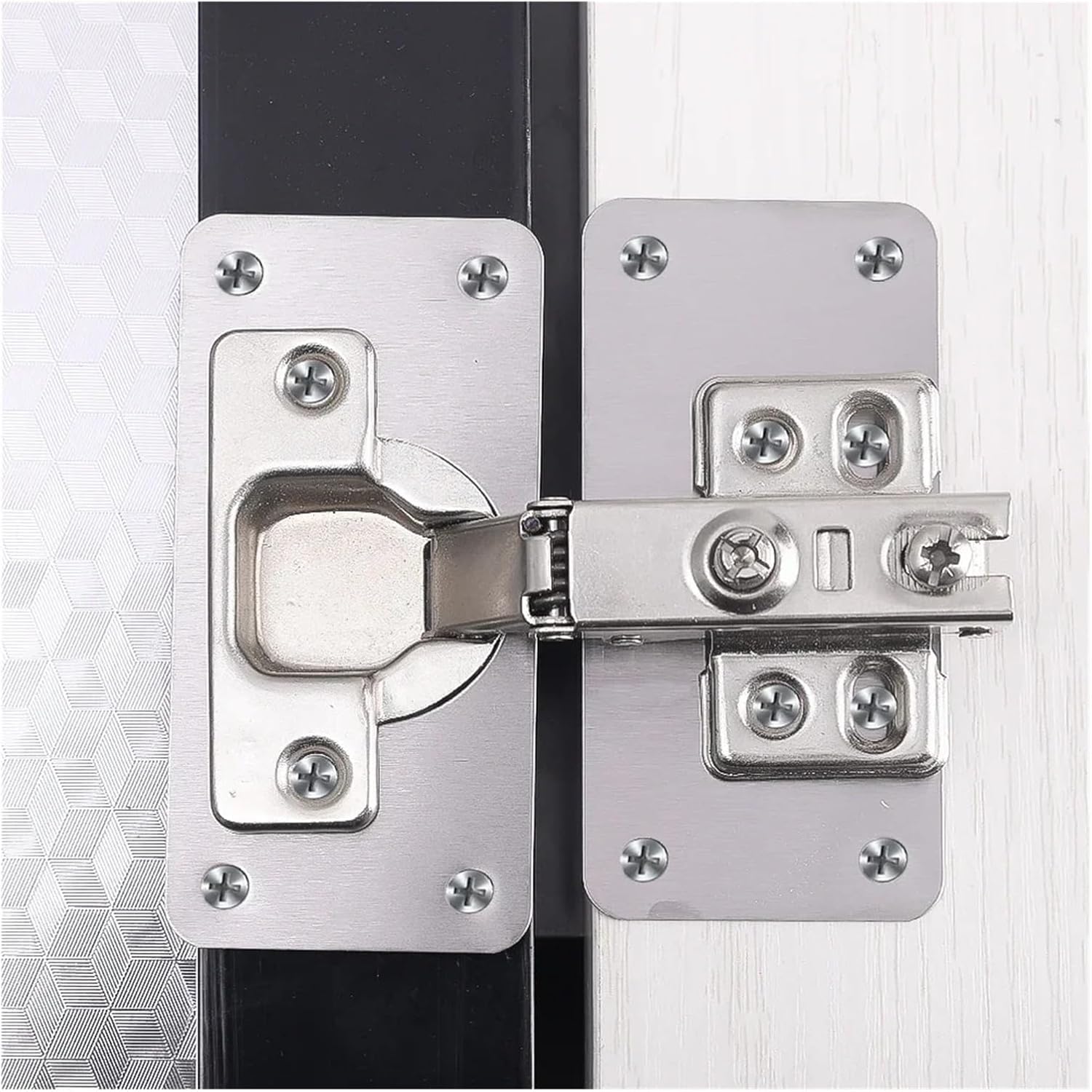 Frame Concealed Cabinet Door Hinge Cabinet Hinge Repair Plate Fixing Plates Kit Stainless Steel with Holes for Kitchen Door Furniture(8Pcs-(4PAIRS))