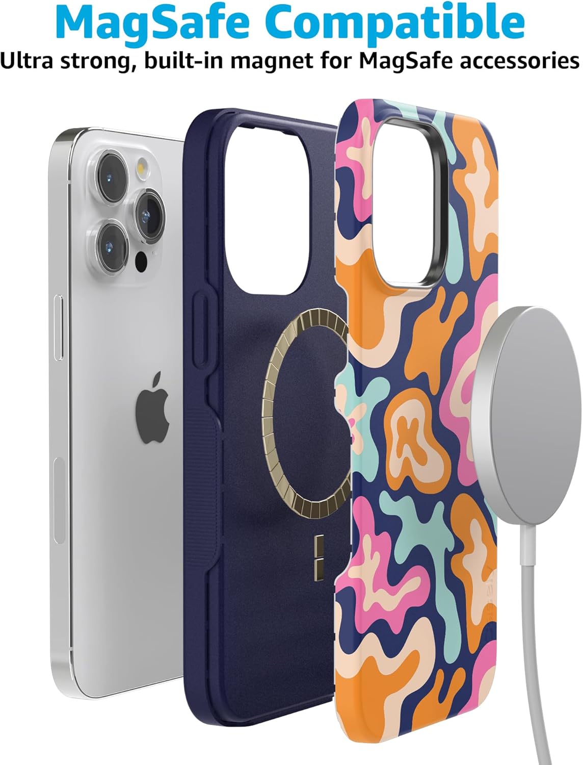 Casely iPhone 15 Pro Case | Midnight Color Splash | Abstract Retro | Bold Protective Design | Compatible with MagSafe