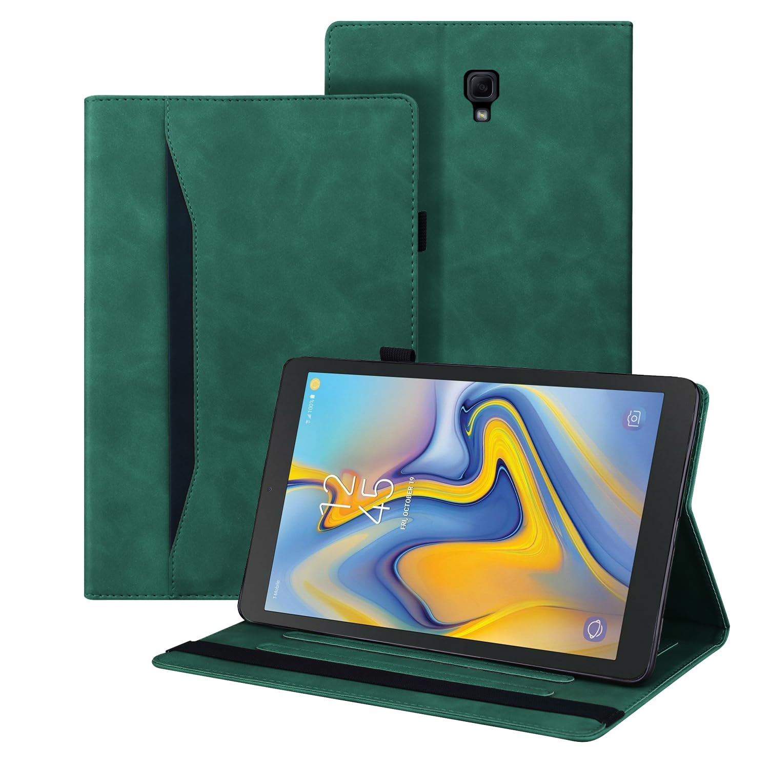 Auslbin Hülle für Samsung Galaxy Tab A 10.5 Zoll 2018 Tablet Modell SM-T590/SM-T595 Premium PU-Leder mit der Stand Funktion Kartenschlitz Schutzhülle mit Stifthalter,Grün